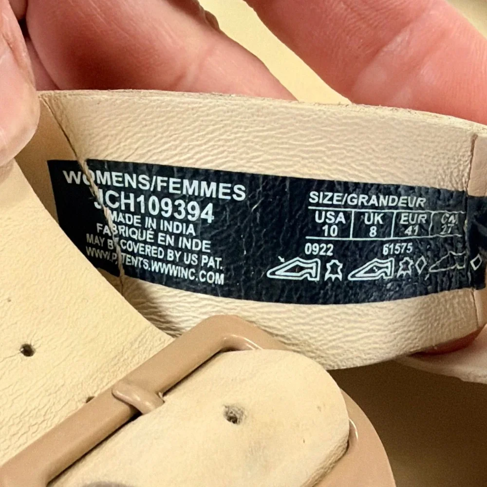 Chaco Townes Midform Slide Sandals Womens 10 Tan Beige Leather Buckle Chunky